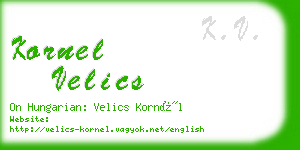 kornel velics business card